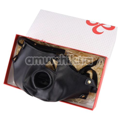 Маска для минета Lockink Blowjob Head Muzzle With Leash, черная
