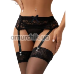 Комплект Star Night Lace Garter Belt With Thong, черный: пояс для чулок + трусики-стринги - Фото №1