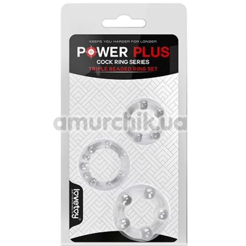 Набор эрекционных колец Power Plus Cock Ring Series Triple Beaded Ring Set, прозрачный