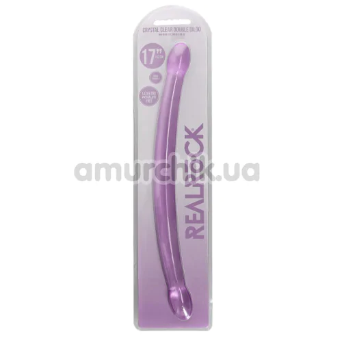 Двухконечный фаллоимитатор Realrock Crystal Clear Double Dildo 17, фиолетовый