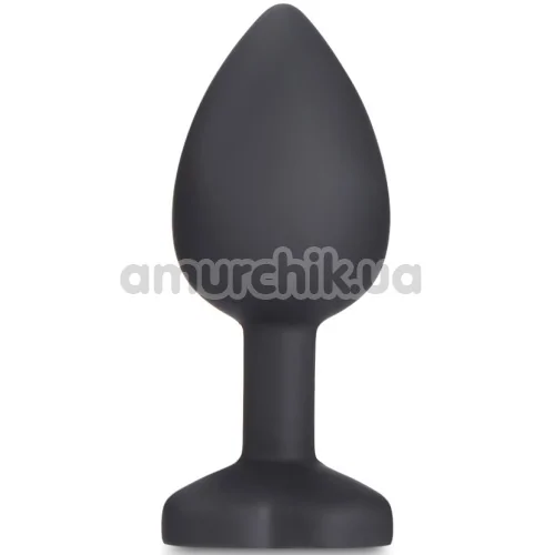 Анальна пробка з рожевим кристалом Silicone Jewelled Butt Plug Heart Small, чорна