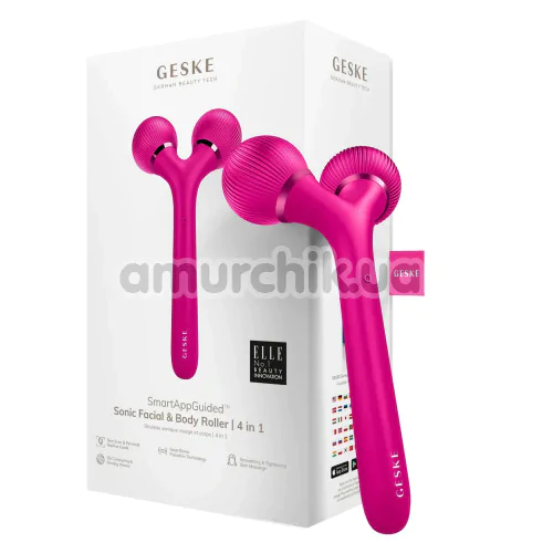 Ультразвуковий масажер Geske Sonic Facial & Body Roller 4 in 1, темно-рожевий