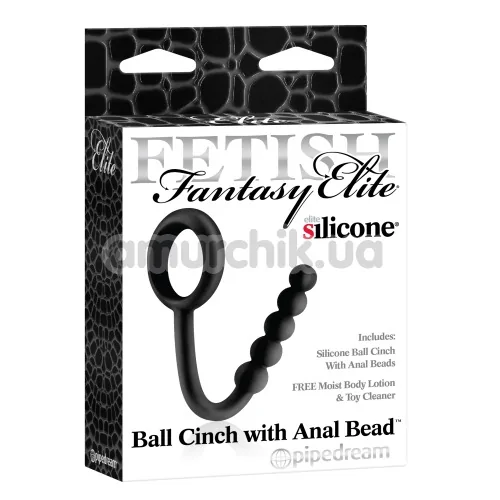 Эрекционное кольцо со стимулятором простаты Ball Cinch With Anal Bead, черное