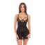 Комплект 2PC Bondage Strapping Chemise Set, черный: пеньюар + трусики-стринги - Фото №1
