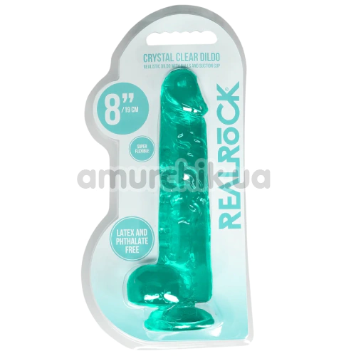 Фалоімітатор Realrock Crystal Clear Dildo Realistic 8, зелений