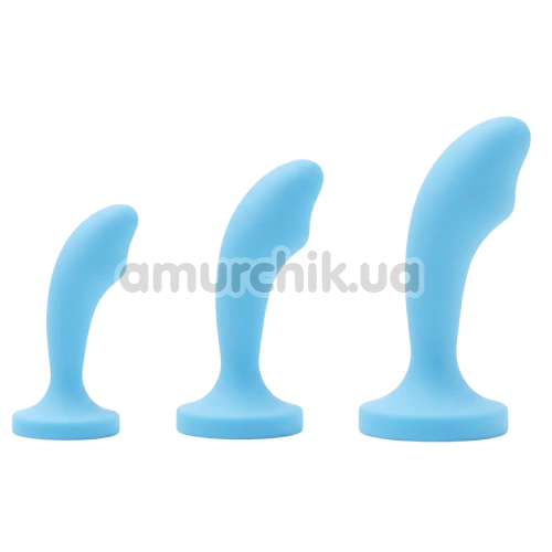 Набір анальних пробок з прозорим кристалом Diamond Anal Trainer Kit, блакитний