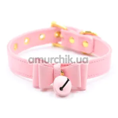 Нашийник з дзвіночком DS Fetish Collar With Bell, рожевий - Фото №1