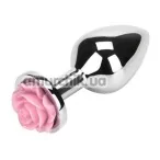 Анальна пробка з рожевою трояндою Loveshop Flower, срібна - Фото №1