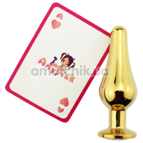 Анальная пробка с прозрачным кристаллом SWAROVSKI Long Gold White Diamond Small, золотая