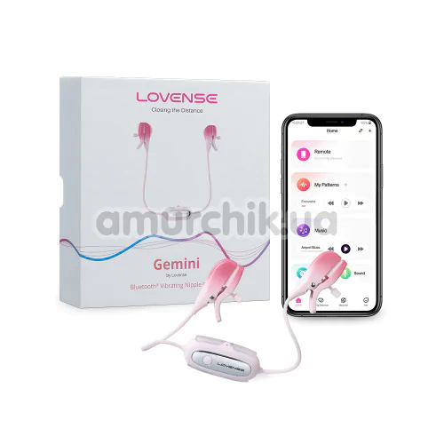 Затискачі для сосків з вібрацією Lovense Gemini, рожеві