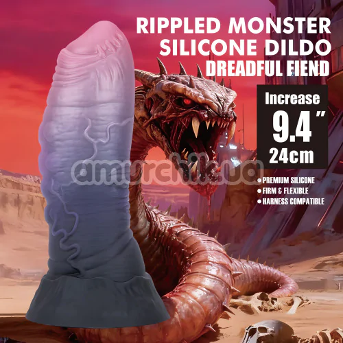 Фалоімітатор Power Monsters Dreadful Fiend, фіолетово-рожевий