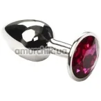 Анальная пробка с красным кристаллом SWAROVSKI Silver Amethyst Small, серебряная - Фото №1