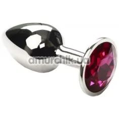 Анальна пробка з червоним кристалом SWAROVSKI Silver Amethyst Small, срібна - Фото №1