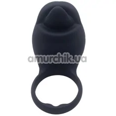 Виброкольцо Silicone Love Ring Tongue, черное - Фото №1