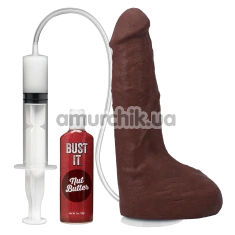 Фаллоимитатор с эякуляцией Doc Johnson The Realistic Cock Squirting 9.5, коричневый - Фото №1