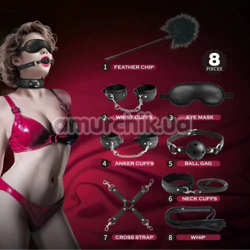 Бондажный набор Pretty Love BDSM Kit 8 Pieces, черный