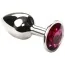 Анальная пробка с красным кристаллом SWAROVSKI Silver Amethyst Small, серебряная