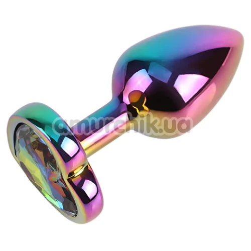 Анальна пробка з райдужним кристалом Matrix Mont Rainbow Heart Butt Plug S, мультикольорова
