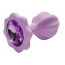 Анальна пробка з фіолетовим кристалом і білим хвостиком Alume Silicone Plug With Tail S, фіолетова - Фото №6