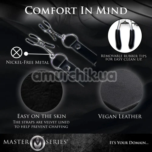 Зажимы для половых губ Master Series Spread Labia Spreader Straps, черные