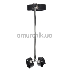 Ошейник с фиксаторами для рук DS Fetish Metal Bondage Spreader Bar With Restraints, черный - Фото №1