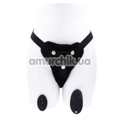 Трусики для страпона з вібрацією Sportsheets Hidden Pocket Strap On With Remote Control Vibrator, чорні - Фото №1