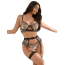 Комплект Star Night Floral Set, чорно-тілесний: бюстгальтер + трусики-стрінги + пояс для панчіх + гартери - Фото №4