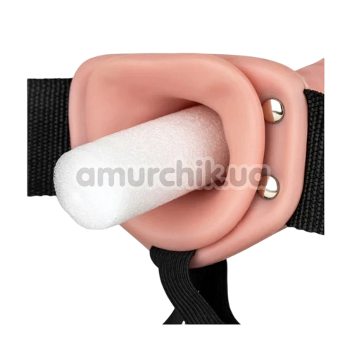 Полый страпон с вибрацией Realrock Vibrating Hollow Strap-On 6, телесный