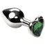 Анальная пробка с зеленым кристаллом SWAROVSKI Silver Heart Emerald, серебряная