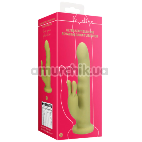 Вибратор с ротацией Loveline Ultra Soft Silicone Rotating Rabbit Vibrator, салатовый