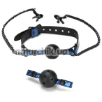 Кляп с зажимами для сосков Whipsmart Diamond Collection Ball Gag & Nipple Clips, синий - Фото №1