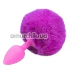 Анальная пробка с розовым хвостиком Honey Bunny Tail, розовая - Фото №1