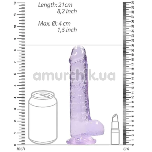 Фаллоимитатор Realrock Crystal Clear Dildo Realistic 8, фиолетовый