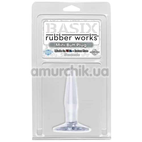 Анальная пробка Basix Rubber Works Mini Butt Plug, прозрачная