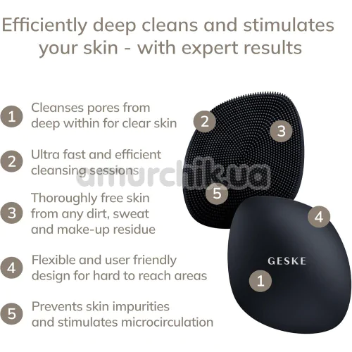 Щетка для лица Geske Facial Brush 4 in 1, черная