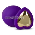 Анальная пробка с золотым кристаллом Temptasia Bling Plug Large, фиолетовая - Фото №1