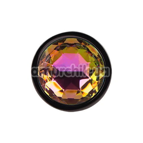 Анальная пробка с радужным кристаллом Matrix Mont Tungsten Black Gem Metal Plug S, черная
