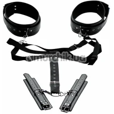 Бондажный набор Master Series Acquire Easy Access Thigh Harness With Wrist Cuffs, черный - Фото №1