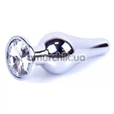 Анальная пробка с прозрачным кристаллом Exclusivity Jewellery Silver Plug Long, серебряная - Фото №1