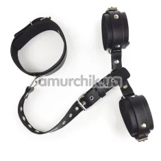 Фіксатори для рук з нашийником Art of Sex Bondage Set, чорні - Фото №1