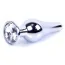 Анальная пробка с прозрачным кристаллом Exclusivity Jewellery Silver Plug Long, серебряная - Фото №1