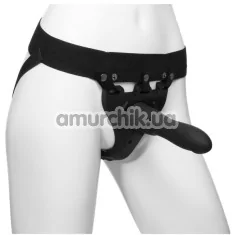 Полый страпон с вибрацией Doc Johnson Body Extensions Be In Charge, черный - Фото №1