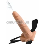 Порожній страпон з еякуляцією Fetish Fantasy Series Hollow Squirting StrapOn with Balls, тілесний - Фото №1