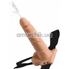 Порожній страпон з еякуляцією Fetish Fantasy Series Hollow Squirting StrapOn with Balls, тілесний - Фото №1