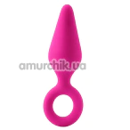 Анальна пробка Alume Silicone Teardrop Anal Plug With Ring M, рожева - Фото №1
