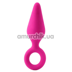 Анальна пробка Alume Silicone Teardrop Anal Plug With Ring M, рожева - Фото №1