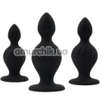 Набор из 3 анальных пробок Black Mont The Ripples Anal Trainer Kit, черный - Фото №1