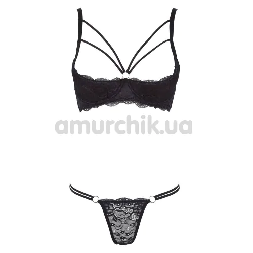 Комплект Cottelli Collection Lingerie 222109812, черный: бюстгальтер + трусики-стринги