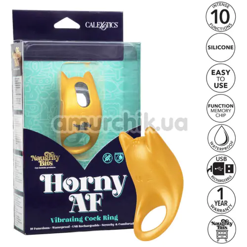 Віброкільце для члена Naughty Bits Horny AF Vibrating Cock Ring, жовте
