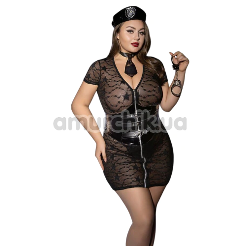 Костюм полицейской JSY Sexy Lingerie P61119, черный: платье + галстук + головной убор + наручники